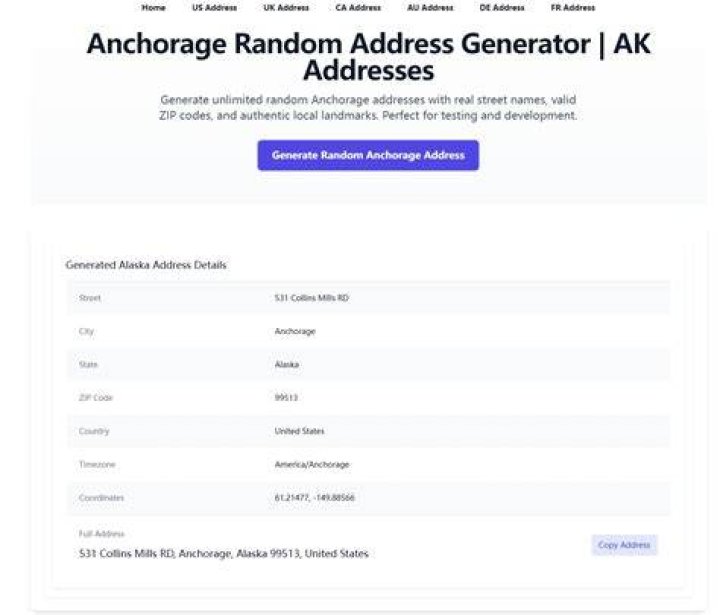 Random UK Address Generator